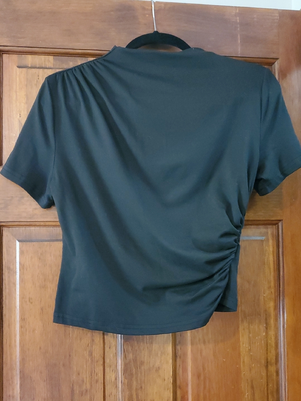 SHEIN Black Short Sleeve Side-Ruched Tee